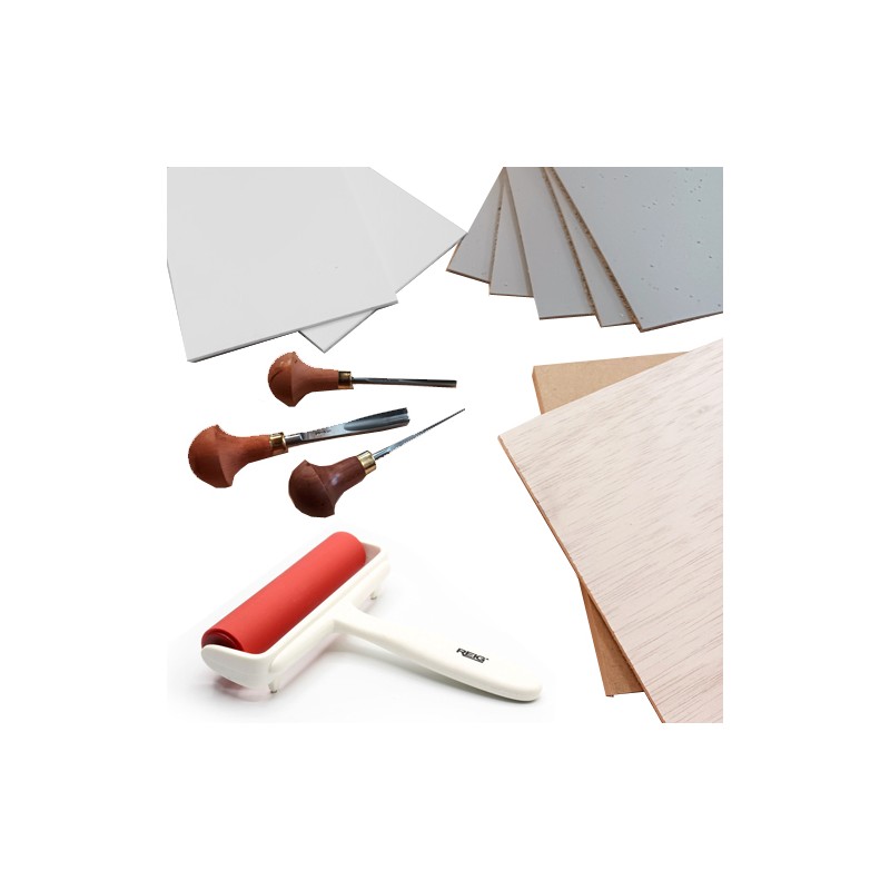 Material Xilografia-Linoleografia-Kit Superior Xilografia-Linoleografia