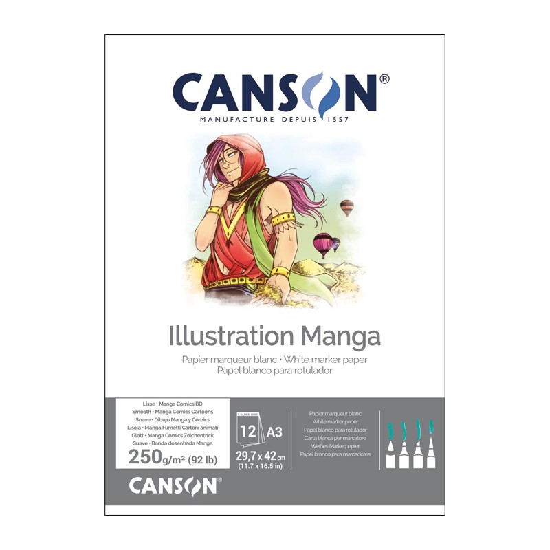 Material Bellas Artes – pintura-y-dibujo - Bloc Canson Illustration Manga encolado 12h 250g A3 | totenart.com