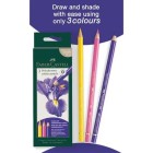 Set creativo 3 lápices Polychromos Faber-Castell Iris: caja y lápices del set