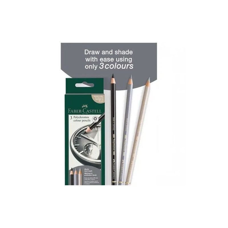Set creativo 3 lápices Polychromos Faber-Castell Reloj: caja y lápices del set