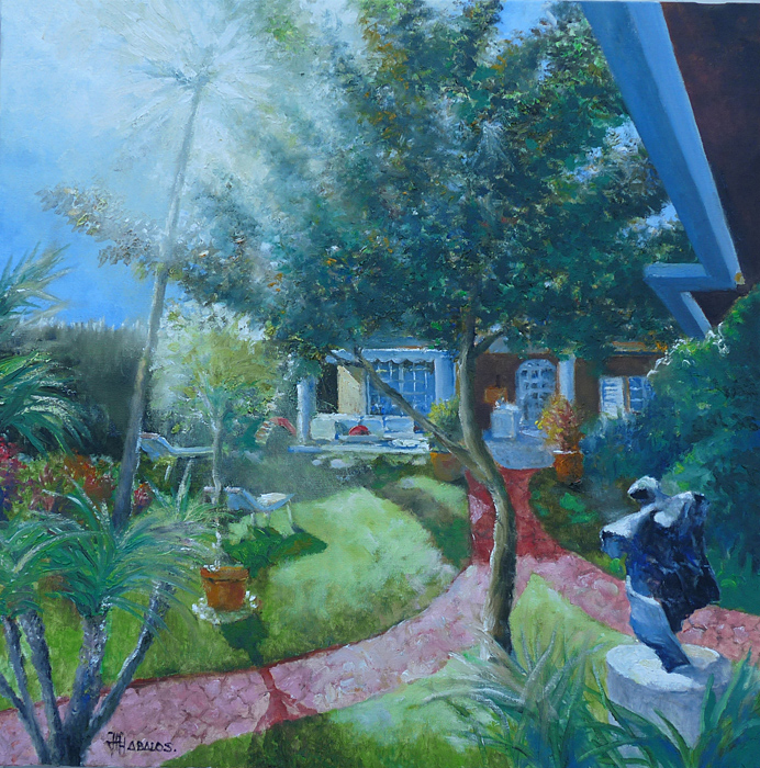 La mañana en el jardín, cuadro del pintor José Manuel Ábalos - Directorio de Artistas de Totenart