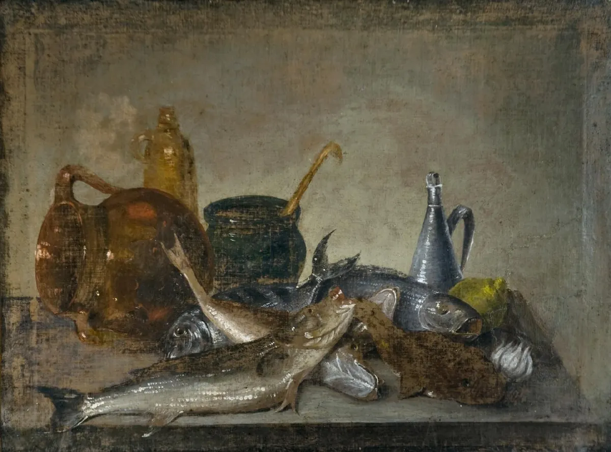 Bodegón con peces, pintura de Mateo Cerezo conservada en el Museo de Navarra