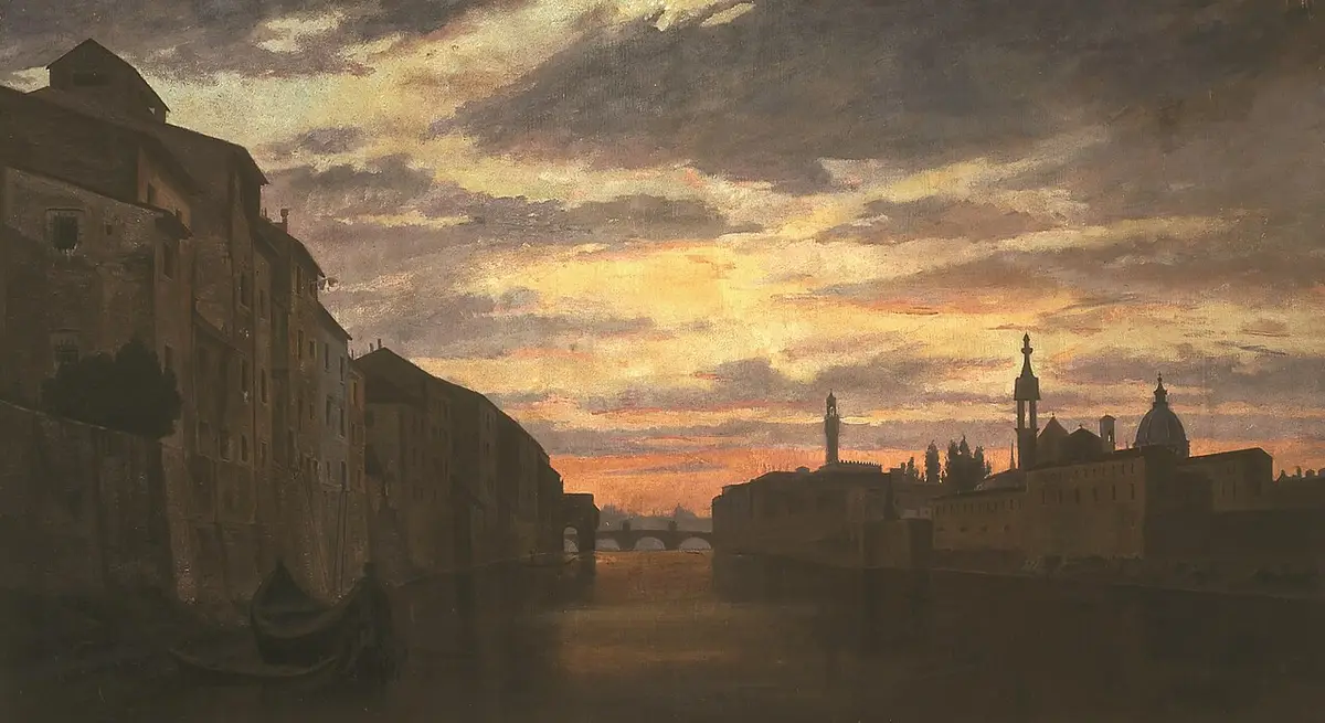 Atardecer en Florencia, óleo de Francisco Bushell y Laussat (1864) del MUBAG – Totenart