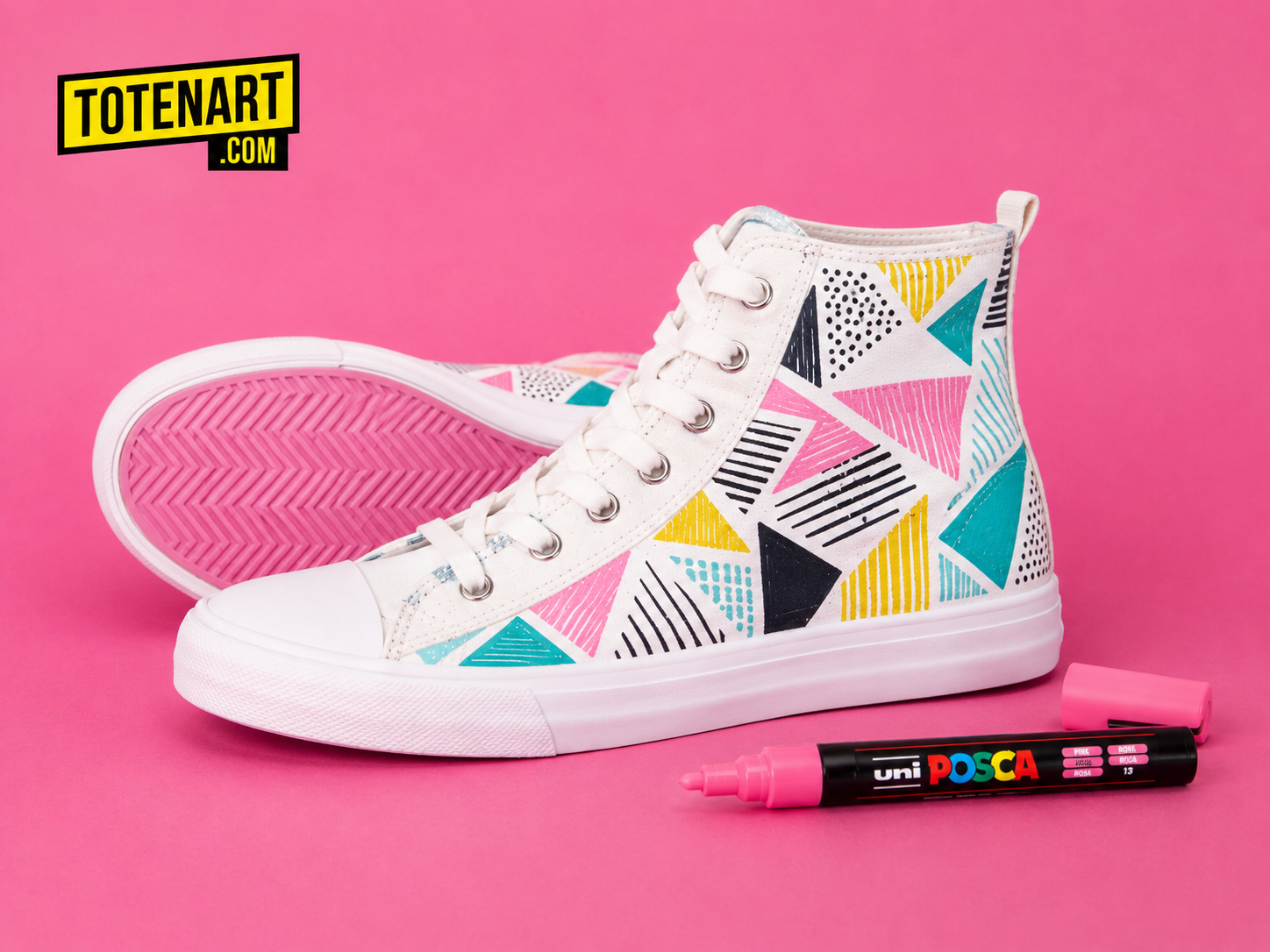 POSCA projects: customised sneakers, painted glass, decorated stones and lettering