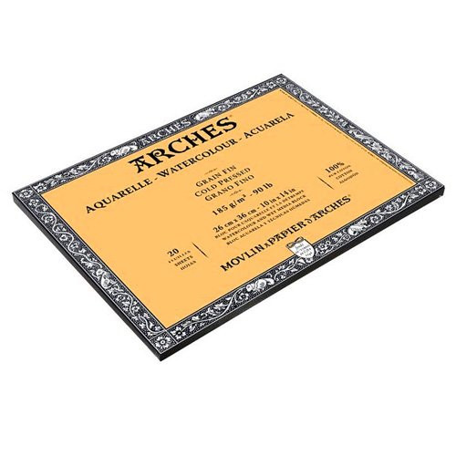 Acuarela Arches 185 gr, 18x26 cm, G. Grueso, block 20 h.