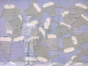 El artita Liu Bolin pintado desaparecer con un fondo de ropa - Directorio de Noticias de totenart