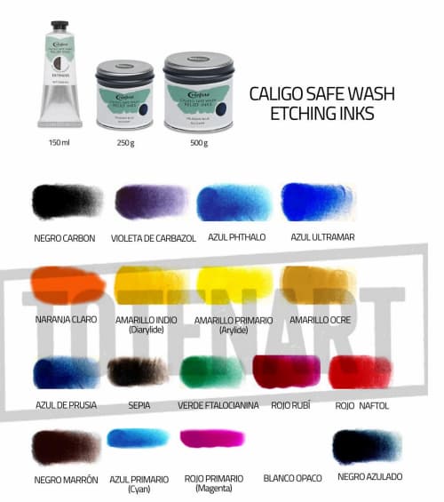 Tintas Caligo para grabado ecológico 3 totenart-caligo-safe-wash-carta-de-colores