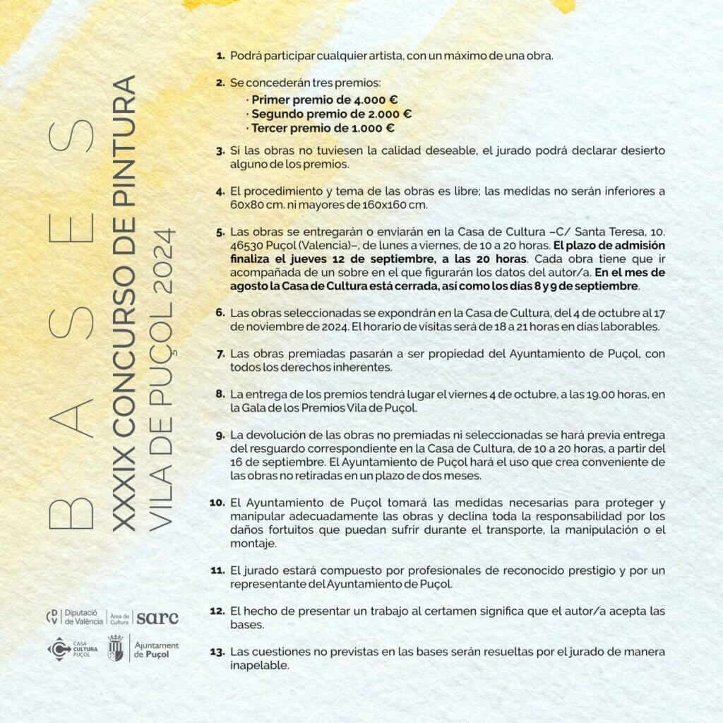 BASES XXXIX CONCURSO DE PINTURA VILA DE PUÇOL - totenart.com