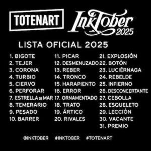 Inktober 2026 ¿Qué es y para qué sirve? 7 totenart inktober 25 espanol