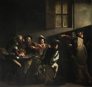 Tenebrismo en la pintura barroca: iluminación dramática en La vocación de San Mateo de Caravaggio.
