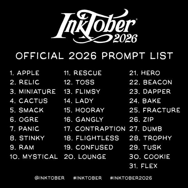 Inktober 2026 ¿Qué es y para qué sirve? 3 lista oficial inktober 2026
