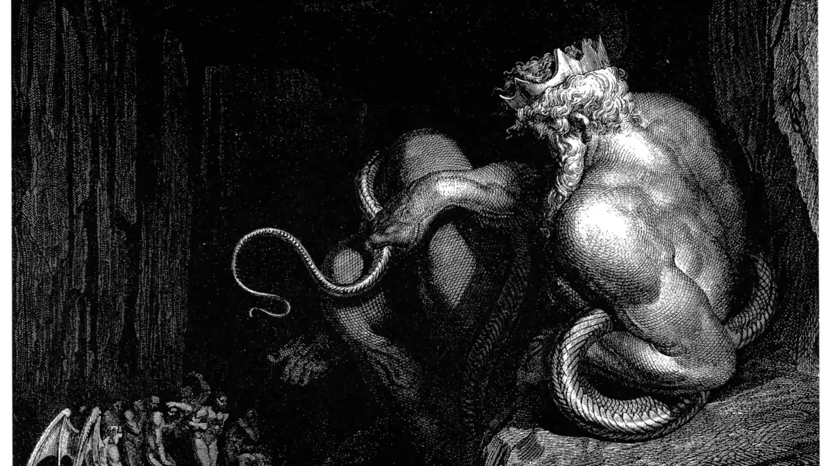 Minos en el Canto V del Infierno de Dante, xilografía de Gustave Doré – Totenart
