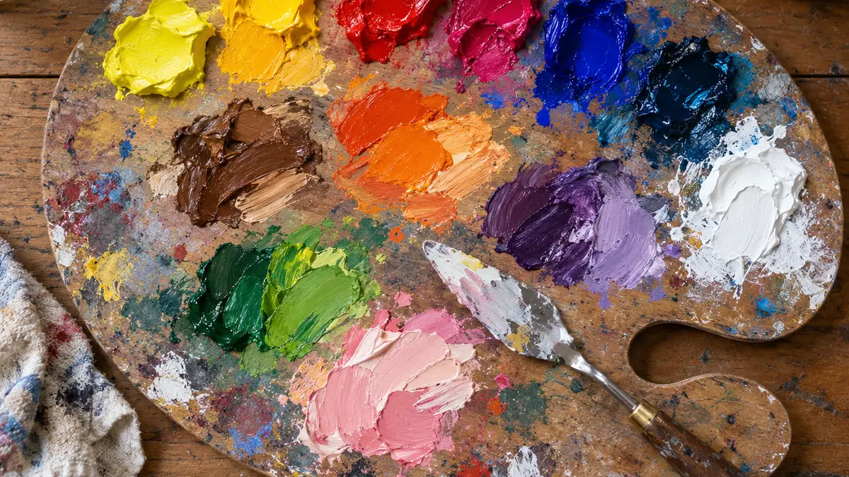 Paleta con primarios y mezclas de colores – Totenart