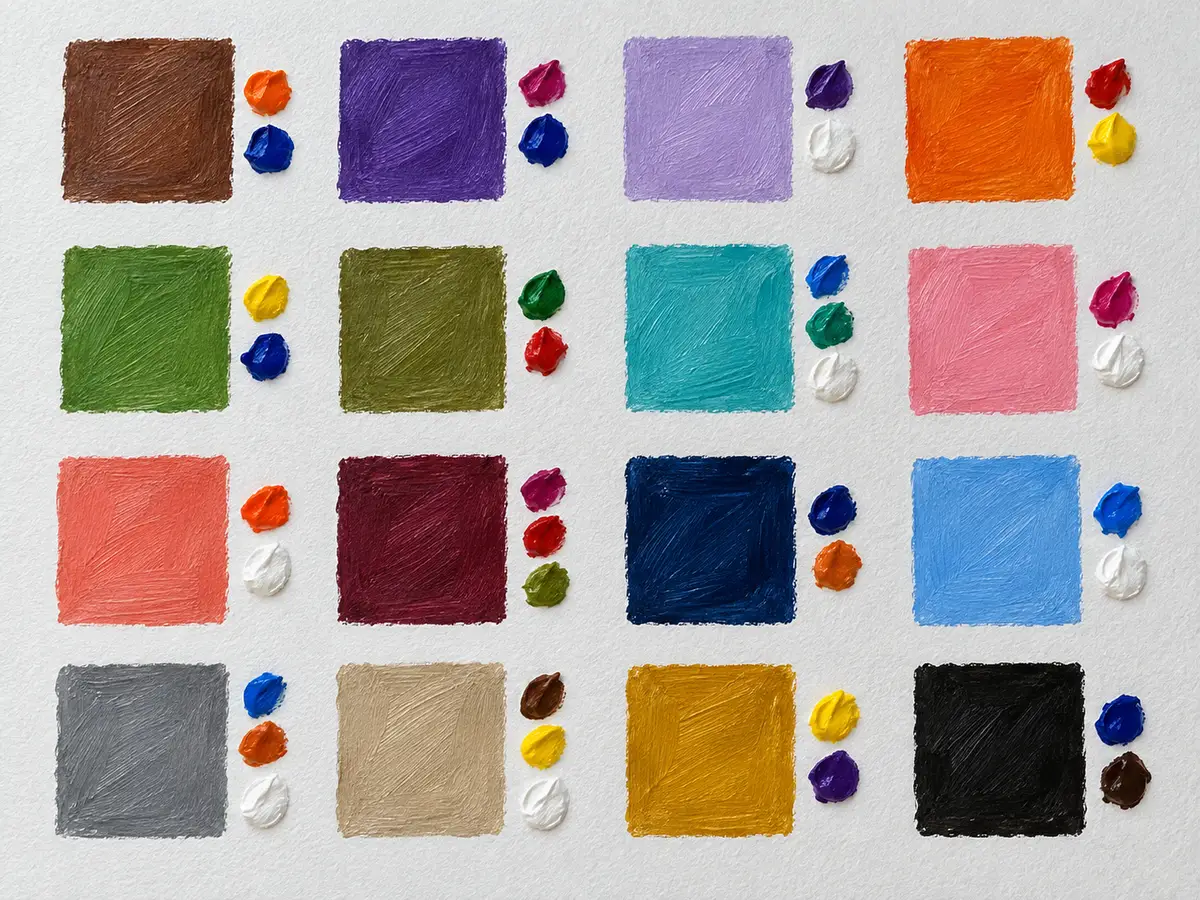 Mezcla de colores: cómo hacer cualquier color con pintura 4 Tabla de mezcla de colores pintada a mano – Totenart