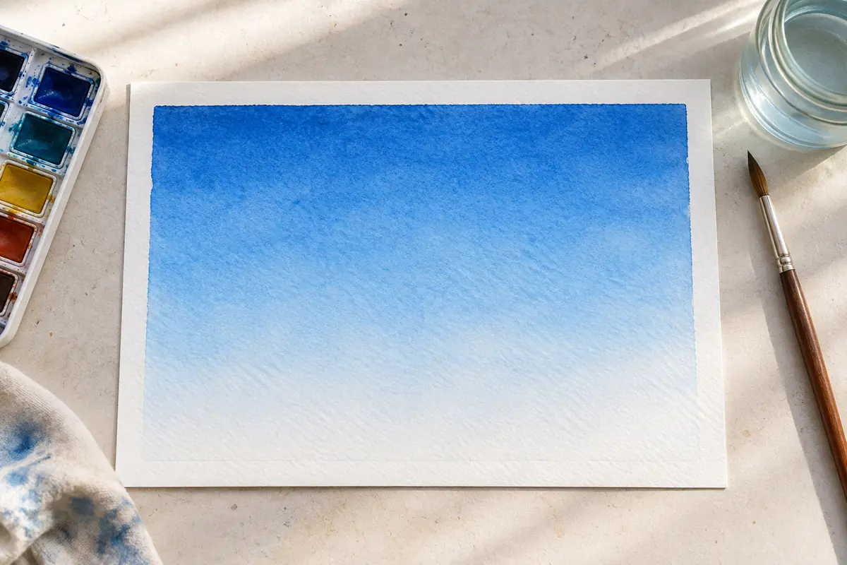 Acuarelas fáciles: 10 ideas para empezar a pintar 1 Cielo en degradado pintado con acuarela, totenart