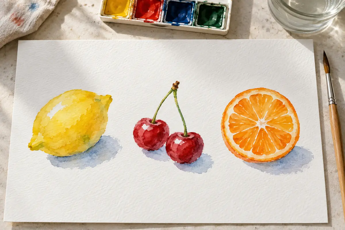Acuarelas fáciles: 10 ideas para empezar a pintar 7 Frutas sencillas pintadas con acuarela, totenart