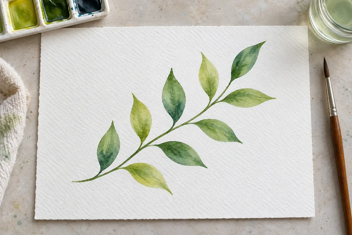 Acuarelas fáciles: 10 ideas para empezar a pintar 3 Hojas pintadas con acuarela a pincelada suelta, totenart