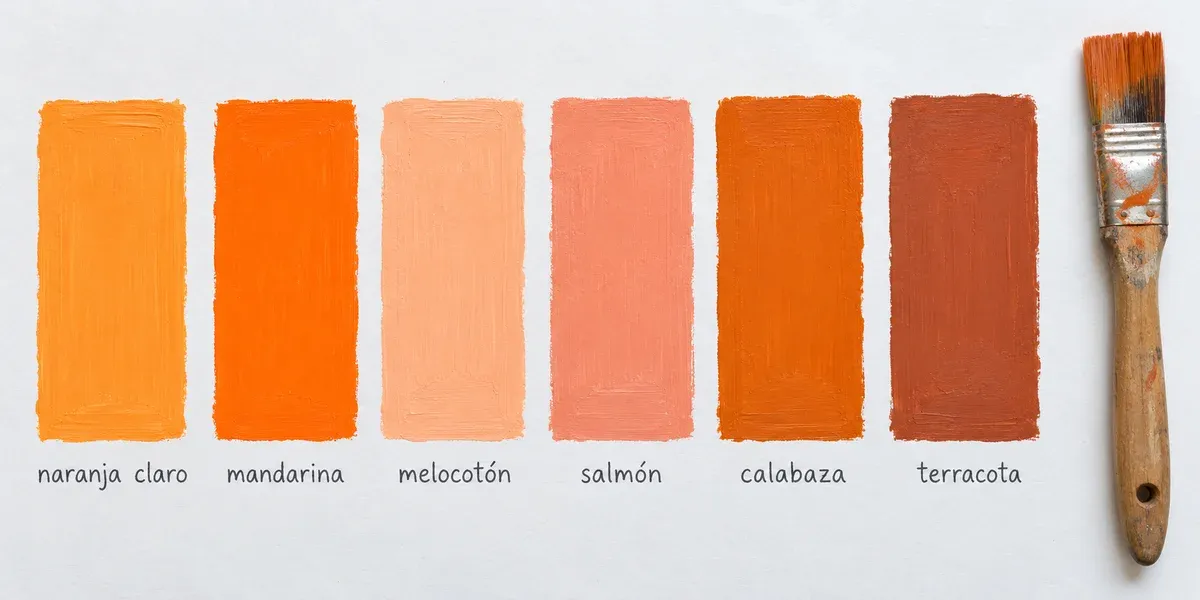 Carta de tonos de naranja: naranja claro, mandarina, melocotón, salmón, calabaza y terracota – Totenart