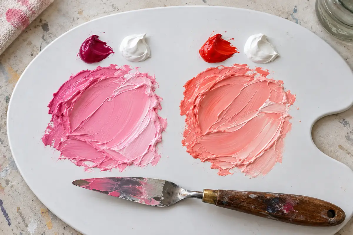 Rosa frío y rosa cálido mezclados con pintura, totenart