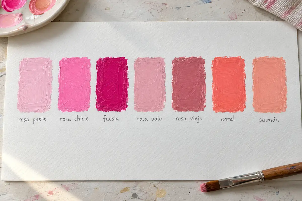 Distintos tonos de rosa conseguidos con pintura, totenart